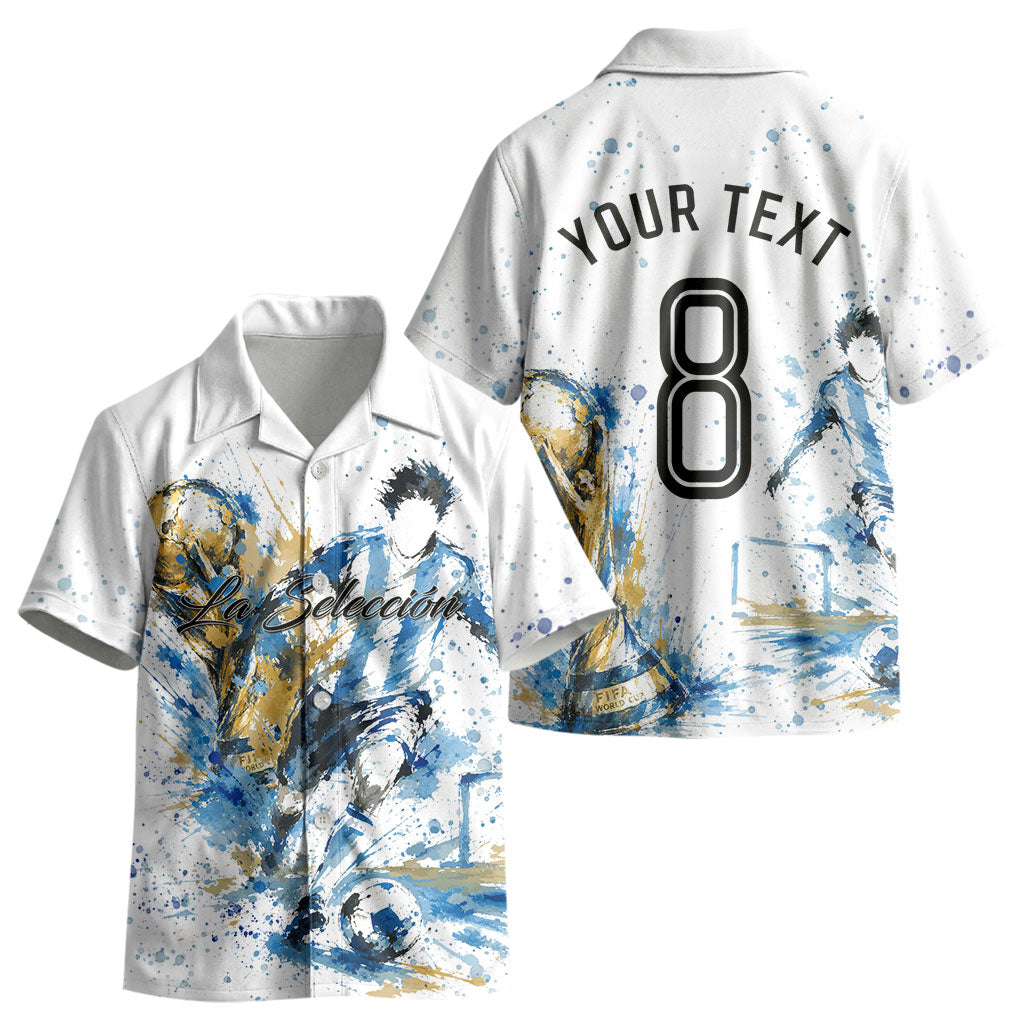 Personalized Argentina Football La Seleccion Kid Hawaiian Shirt Watercolor Splatter World Soccer Art