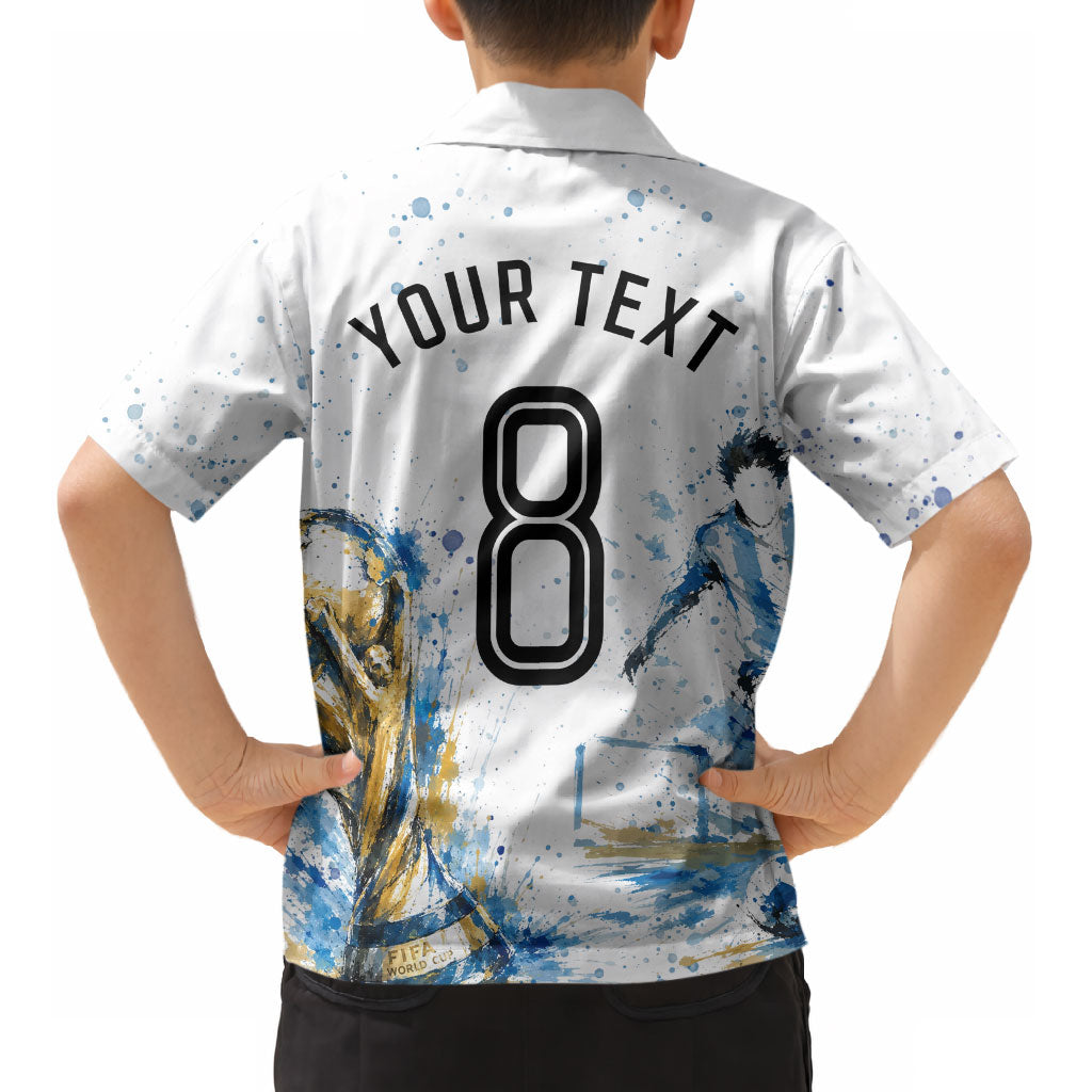 Personalized Argentina Football La Seleccion Kid Hawaiian Shirt Watercolor Splatter World Soccer Art