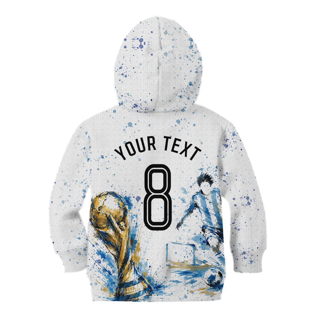 Personalized Argentina Football La Seleccion Kid Hoodie Watercolor Splatter World Soccer Art