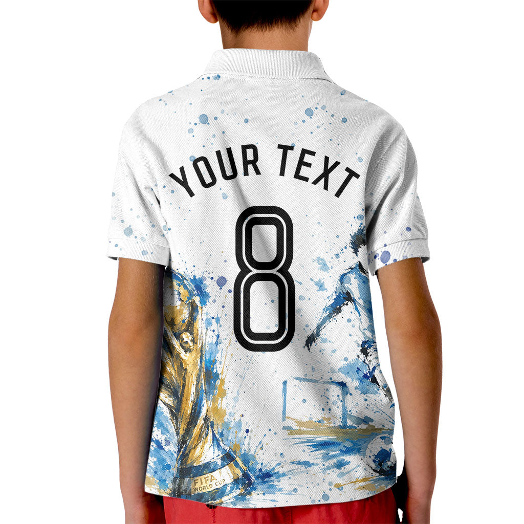 Personalized Argentina Football La Seleccion Kid Polo Shirt Watercolor Splatter World Soccer Art