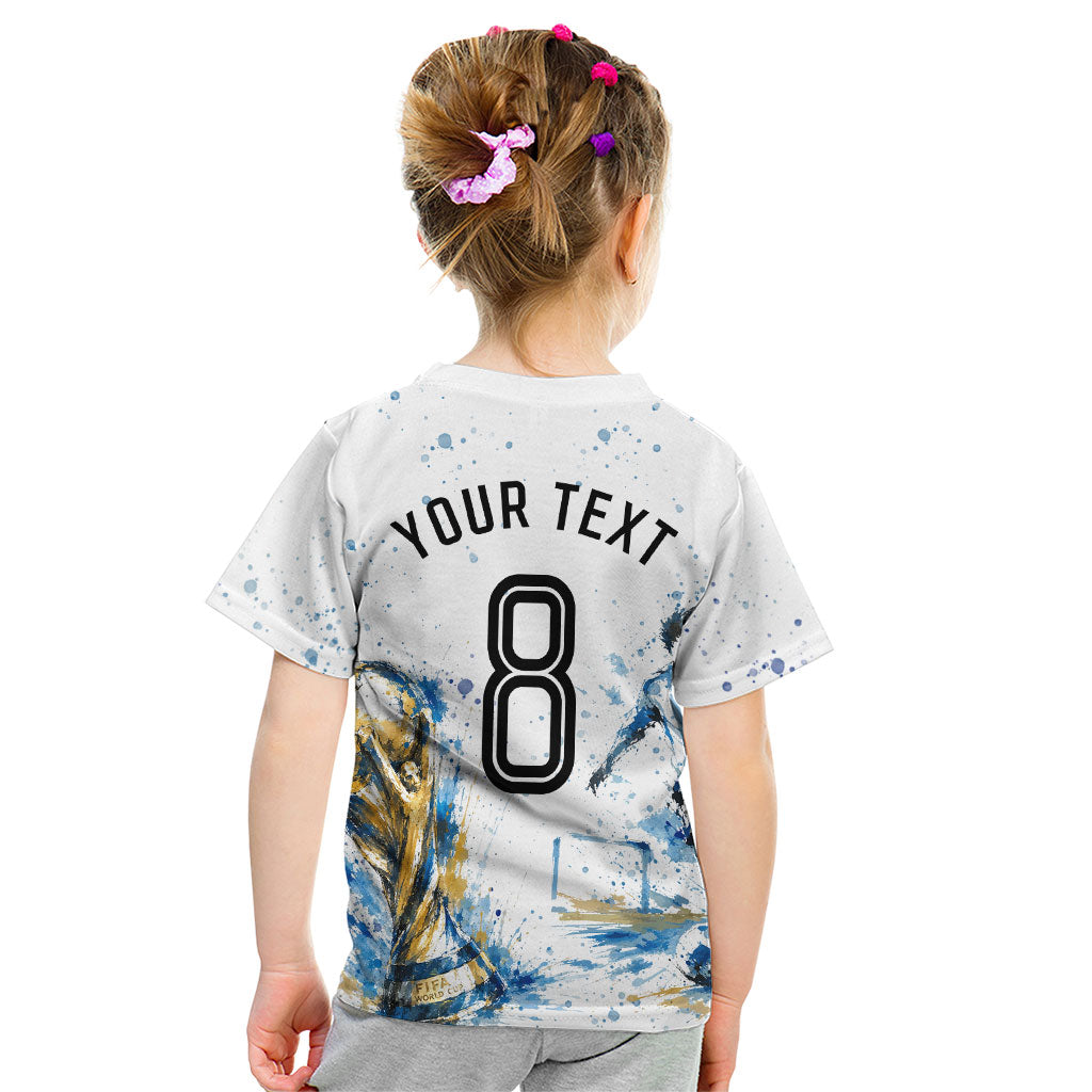 Personalized Argentina Football La Seleccion Kid T Shirt Watercolor Splatter World Soccer Art