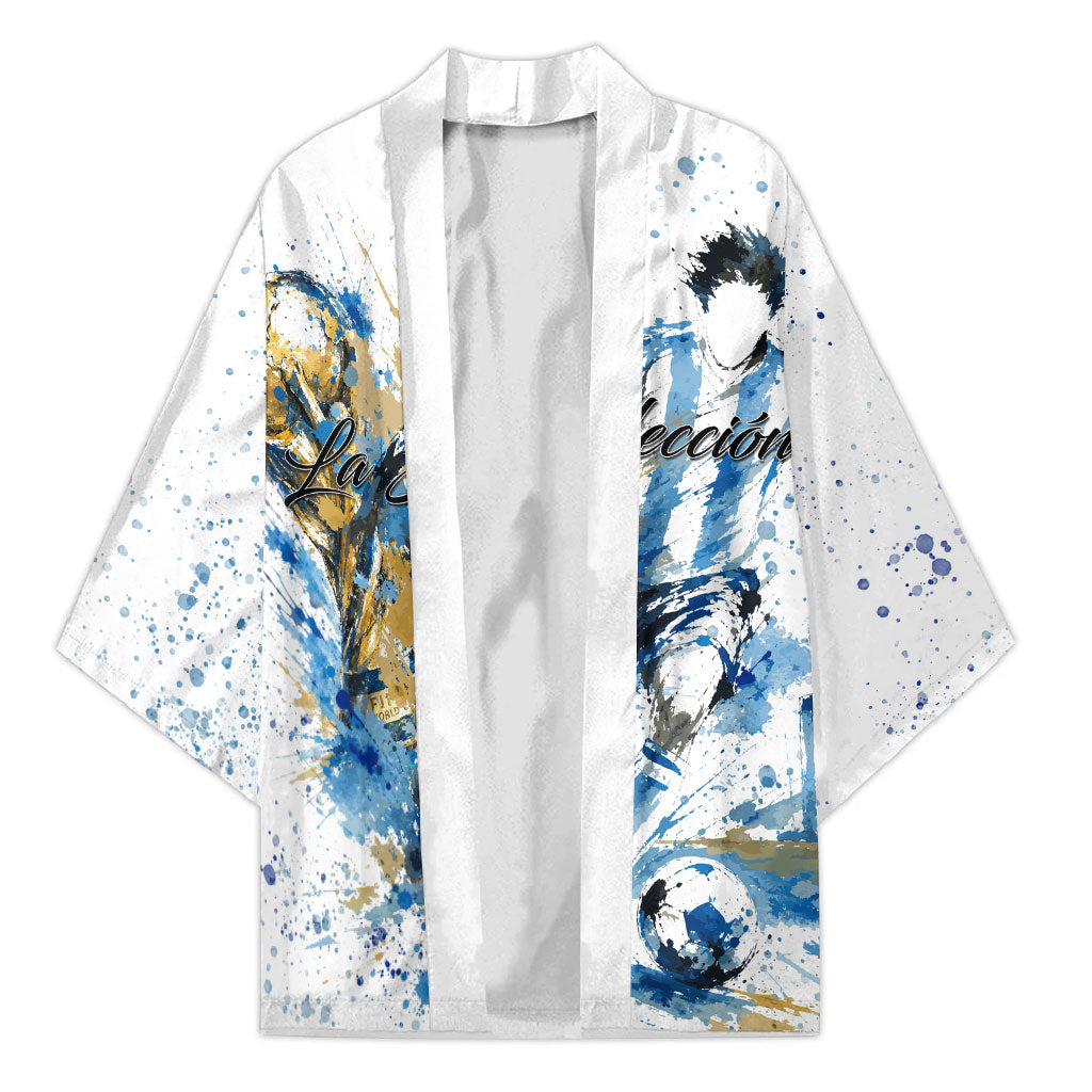 Personalized Argentina Football La Seleccion Kimono Watercolor Splatter World Soccer Art