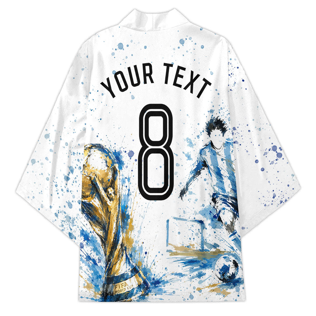 Personalized Argentina Football La Seleccion Kimono Watercolor Splatter World Soccer Art