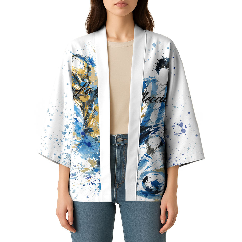 Personalized Argentina Football La Seleccion Kimono Watercolor Splatter World Soccer Art