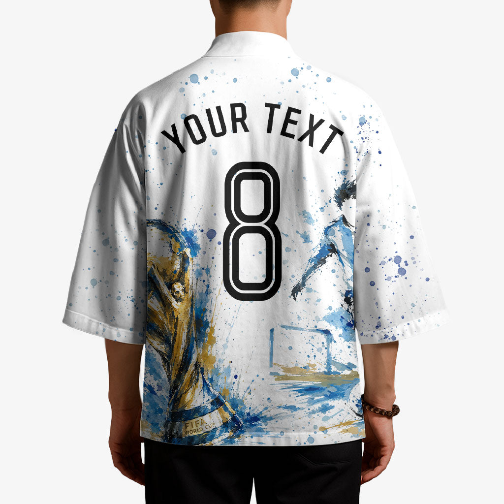 Personalized Argentina Football La Seleccion Kimono Watercolor Splatter World Soccer Art