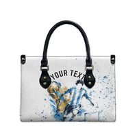 Personalized Argentina Football La Seleccion Leather Bag Watercolor Splatter World Soccer Art