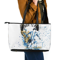 Personalized Argentina Football La Seleccion Leather Tote Bag Watercolor Splatter World Soccer Art
