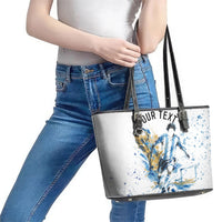 Personalized Argentina Football La Seleccion Leather Tote Bag Watercolor Splatter World Soccer Art