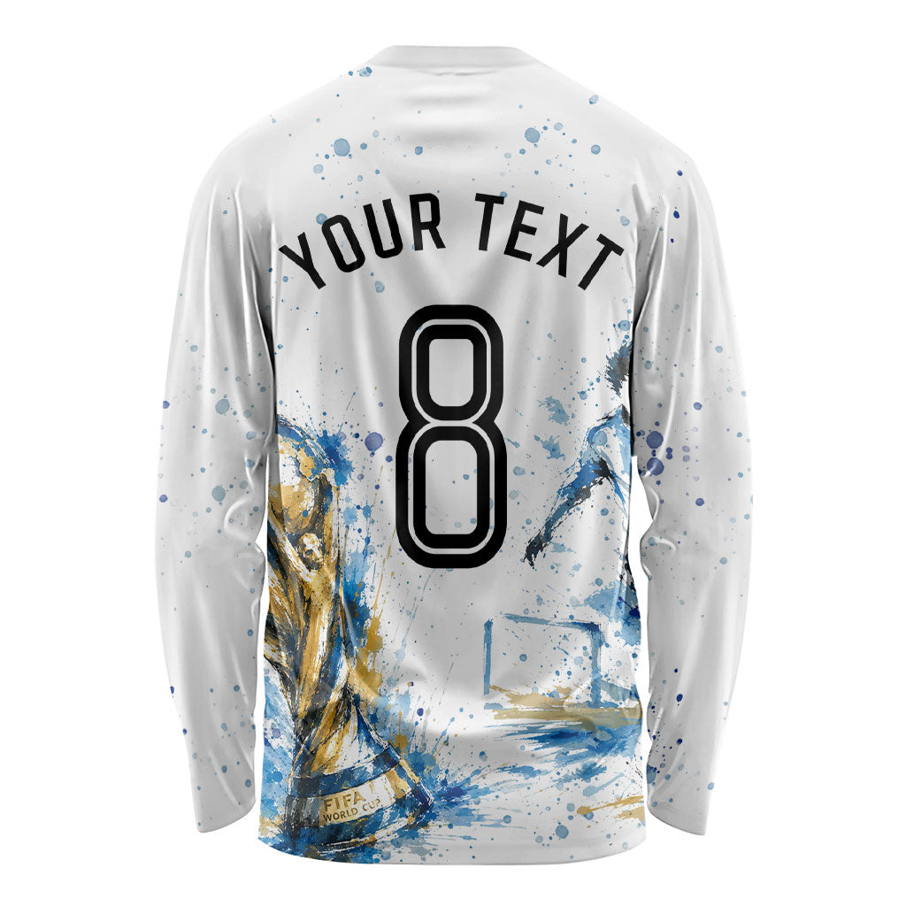 Personalized Argentina Football La Seleccion Long Sleeve Shirt Watercolor Splatter World Soccer Art