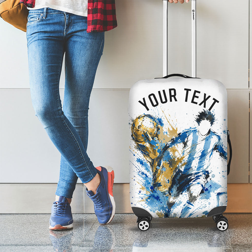 Personalized Argentina Football La Seleccion Luggage Cover Watercolor Splatter World Soccer Art