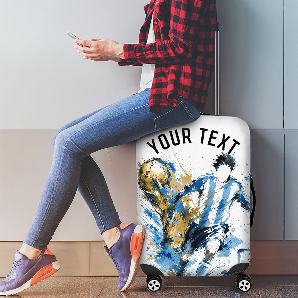 Personalized Argentina Football La Seleccion Luggage Cover Watercolor Splatter World Soccer Art