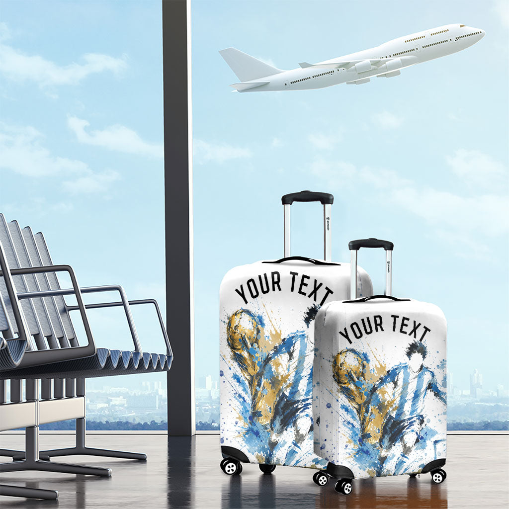 Personalized Argentina Football La Seleccion Luggage Cover Watercolor Splatter World Soccer Art