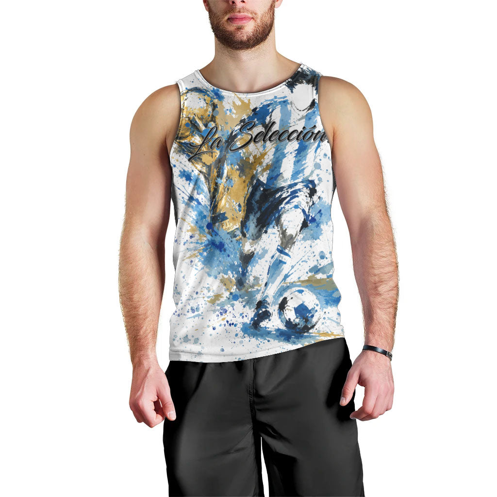 Personalized Argentina Football La Seleccion Men Tank Top Watercolor Splatter World Soccer Art