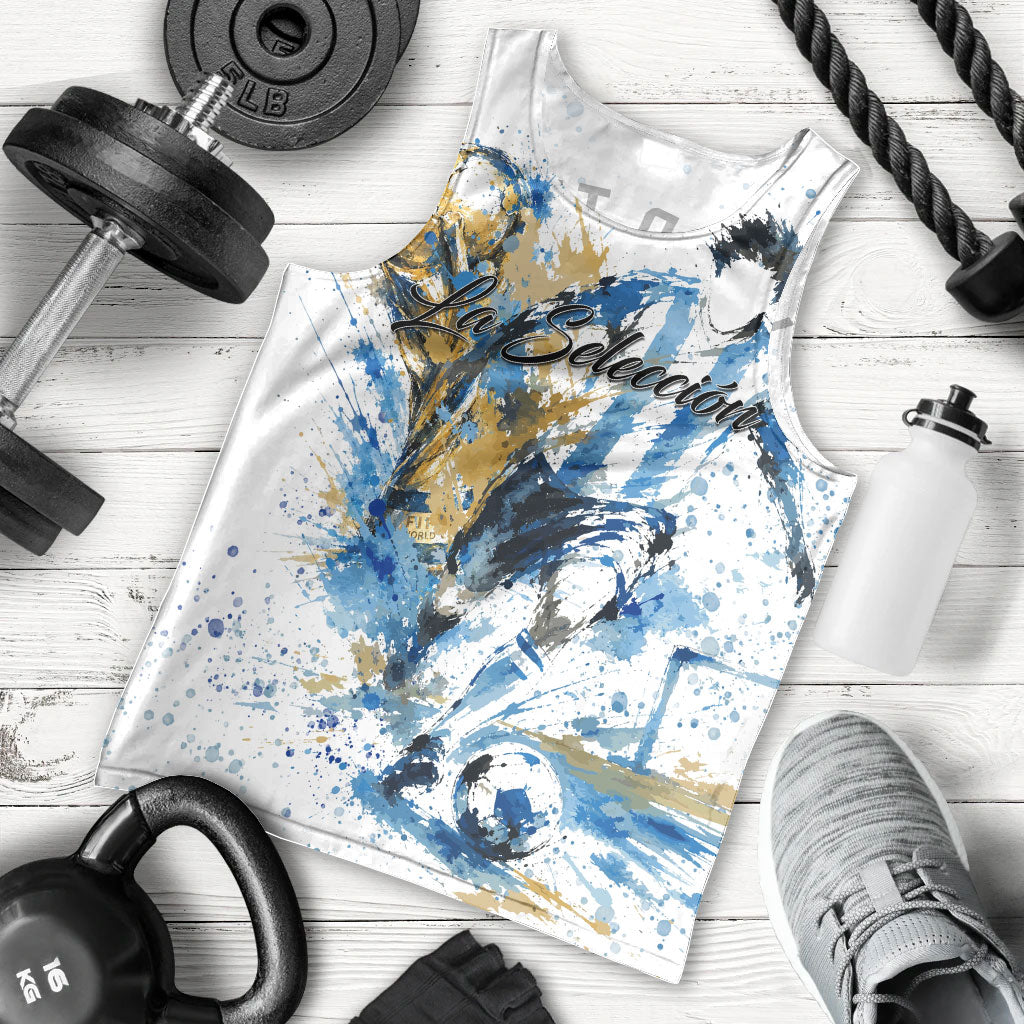 Personalized Argentina Football La Seleccion Men Tank Top Watercolor Splatter World Soccer Art