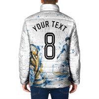 Personalized Argentina Football La Seleccion Padded Jacket Watercolor Splatter World Soccer Art