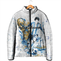 Personalized Argentina Football La Seleccion Padded Jacket Watercolor Splatter World Soccer Art