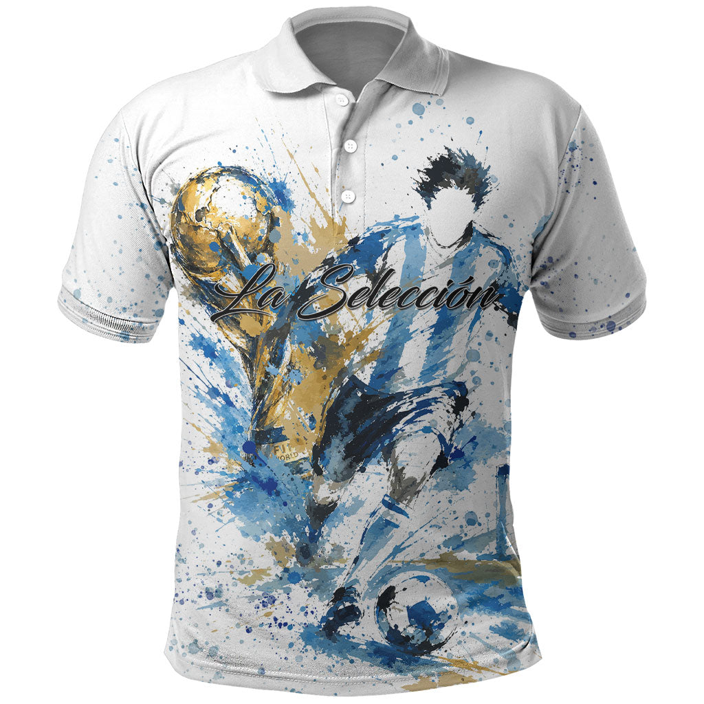 Personalized Argentina Football La Seleccion Polo Shirt Watercolor Splatter World Soccer Art