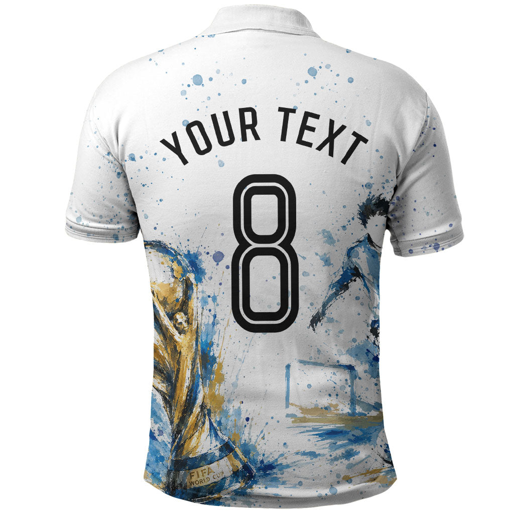 Personalized Argentina Football La Seleccion Polo Shirt Watercolor Splatter World Soccer Art