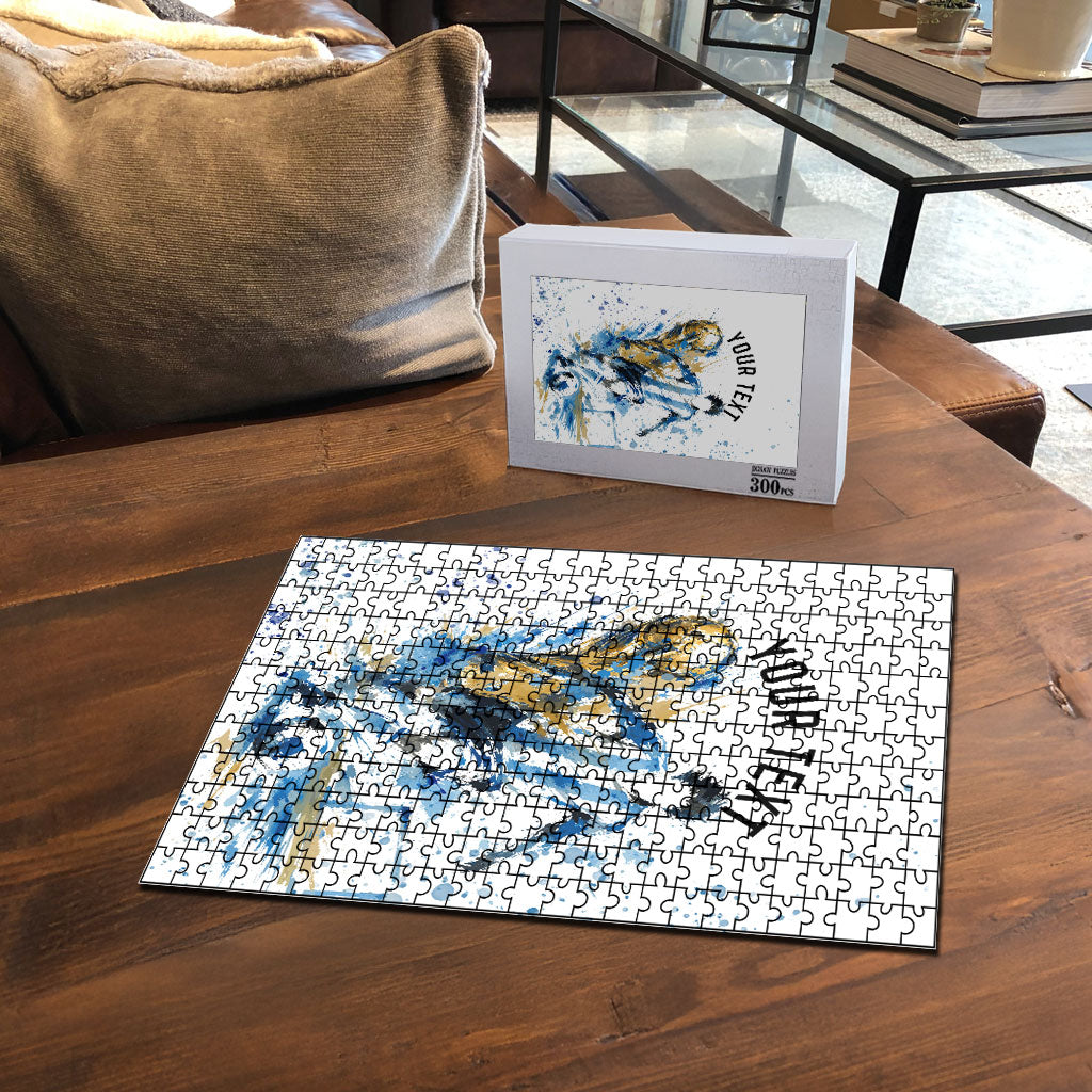 Personalized Argentina Football La Seleccion Puzzle Watercolor Splatter World Soccer Art