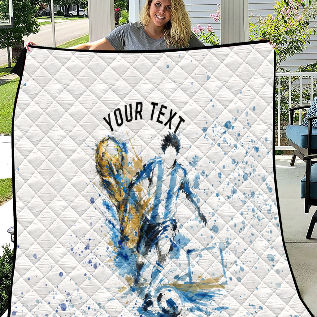 Personalized Argentina Football La Seleccion Quilt Watercolor Splatter World Soccer Art