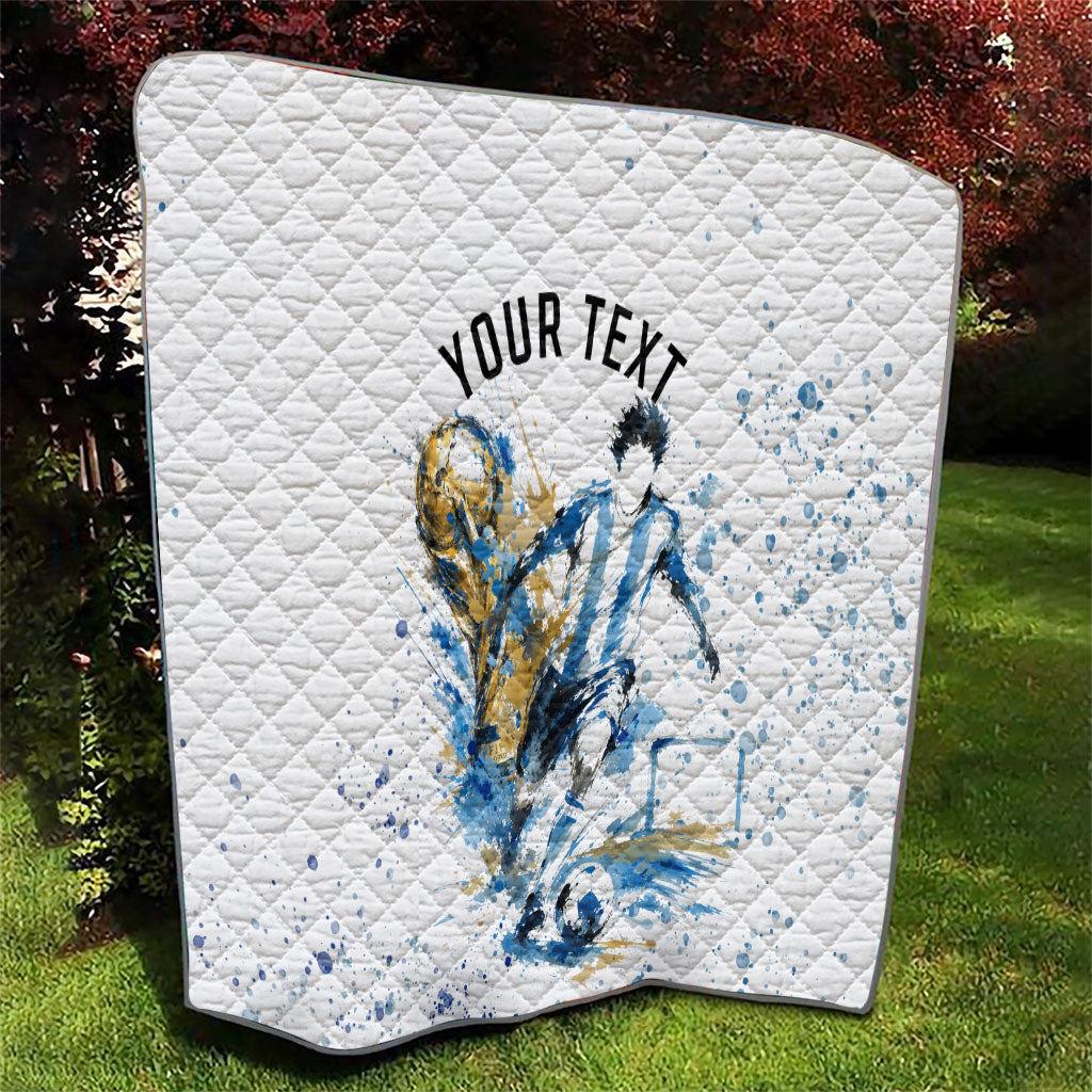 Personalized Argentina Football La Seleccion Quilt Watercolor Splatter World Soccer Art