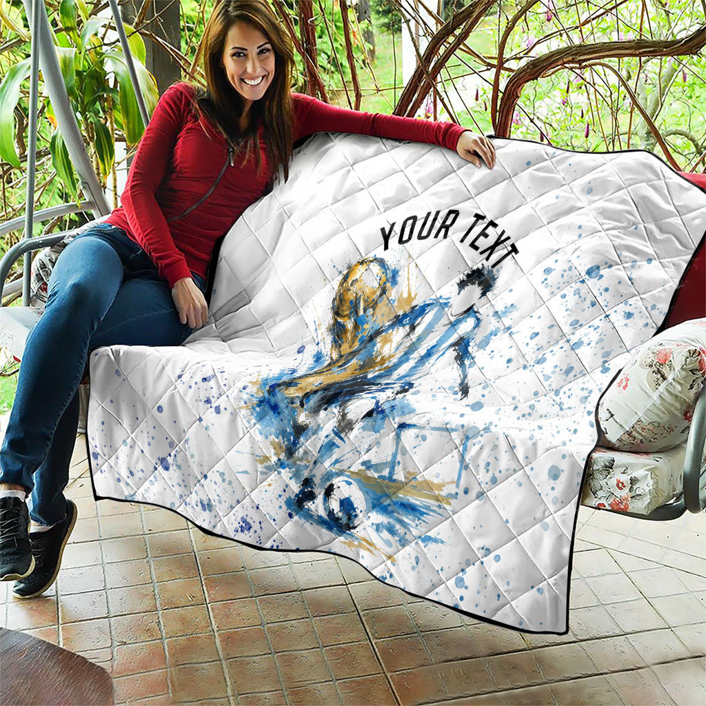 Personalized Argentina Football La Seleccion Quilt Watercolor Splatter World Soccer Art