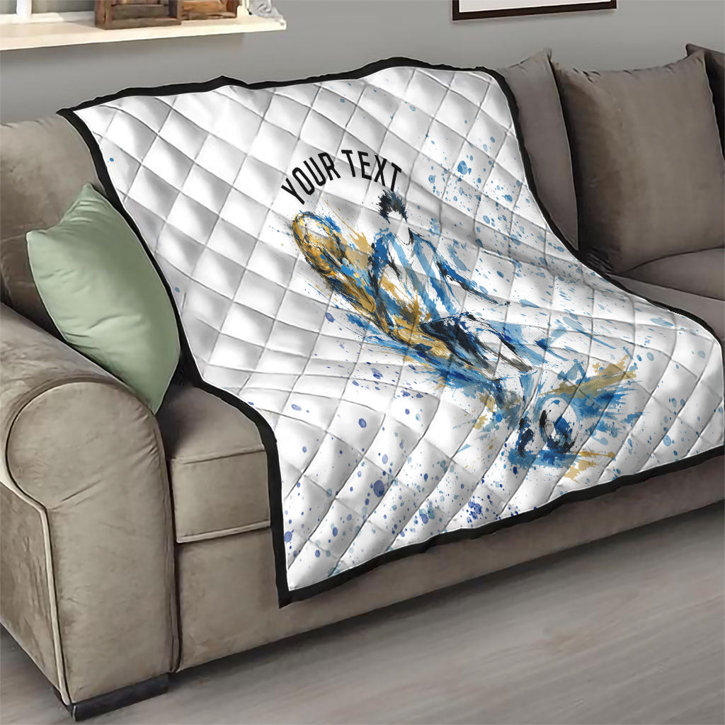 Personalized Argentina Football La Seleccion Quilt Watercolor Splatter World Soccer Art