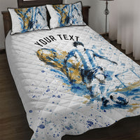 Personalized Argentina Football La Seleccion Quilt Bed Set Watercolor Splatter World Soccer Art