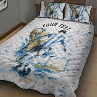 Personalized Argentina Football La Seleccion Quilt Bed Set Watercolor Splatter World Soccer Art
