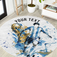 Personalized Argentina Football La Seleccion Round Carpet Watercolor Splatter World Soccer Art