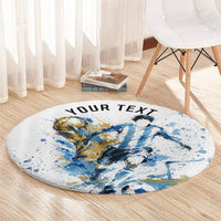 Personalized Argentina Football La Seleccion Round Carpet Watercolor Splatter World Soccer Art