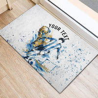Personalized Argentina Football La Seleccion Rubber Doormat Watercolor Splatter World Soccer Art