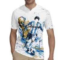 Personalized Argentina Football La Seleccion Rugby Jersey Watercolor Splatter World Soccer Art