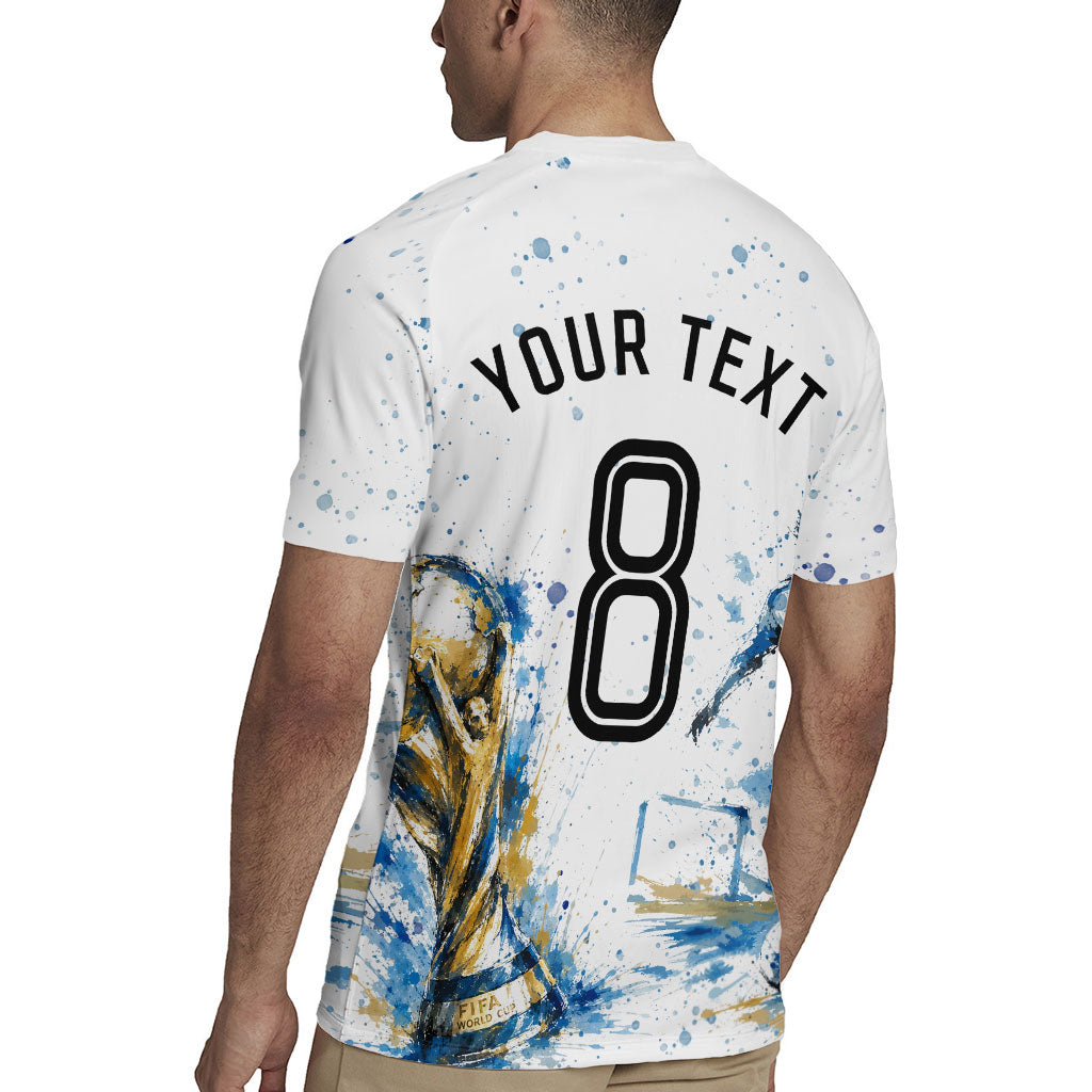 Personalized Argentina Football La Seleccion Rugby Jersey Watercolor Splatter World Soccer Art