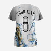 Personalized Argentina Football La Seleccion Scrub Top Watercolor Splatter World Soccer Art