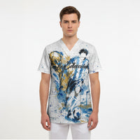 Personalized Argentina Football La Seleccion Scrub Top Watercolor Splatter World Soccer Art