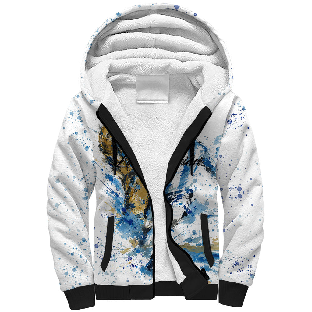 Personalized Argentina Football La Seleccion Sherpa Hoodie Watercolor Splatter World Soccer Art
