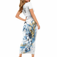 Personalized Argentina Football La Seleccion Short Sleeve Bodycon Dress Watercolor Splatter World Soccer Art