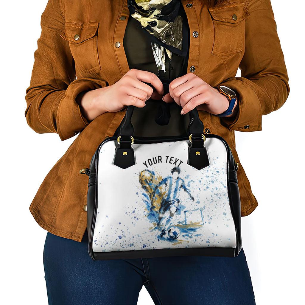 Personalized Argentina Football La Seleccion Shoulder Handbag Watercolor Splatter World Soccer Art