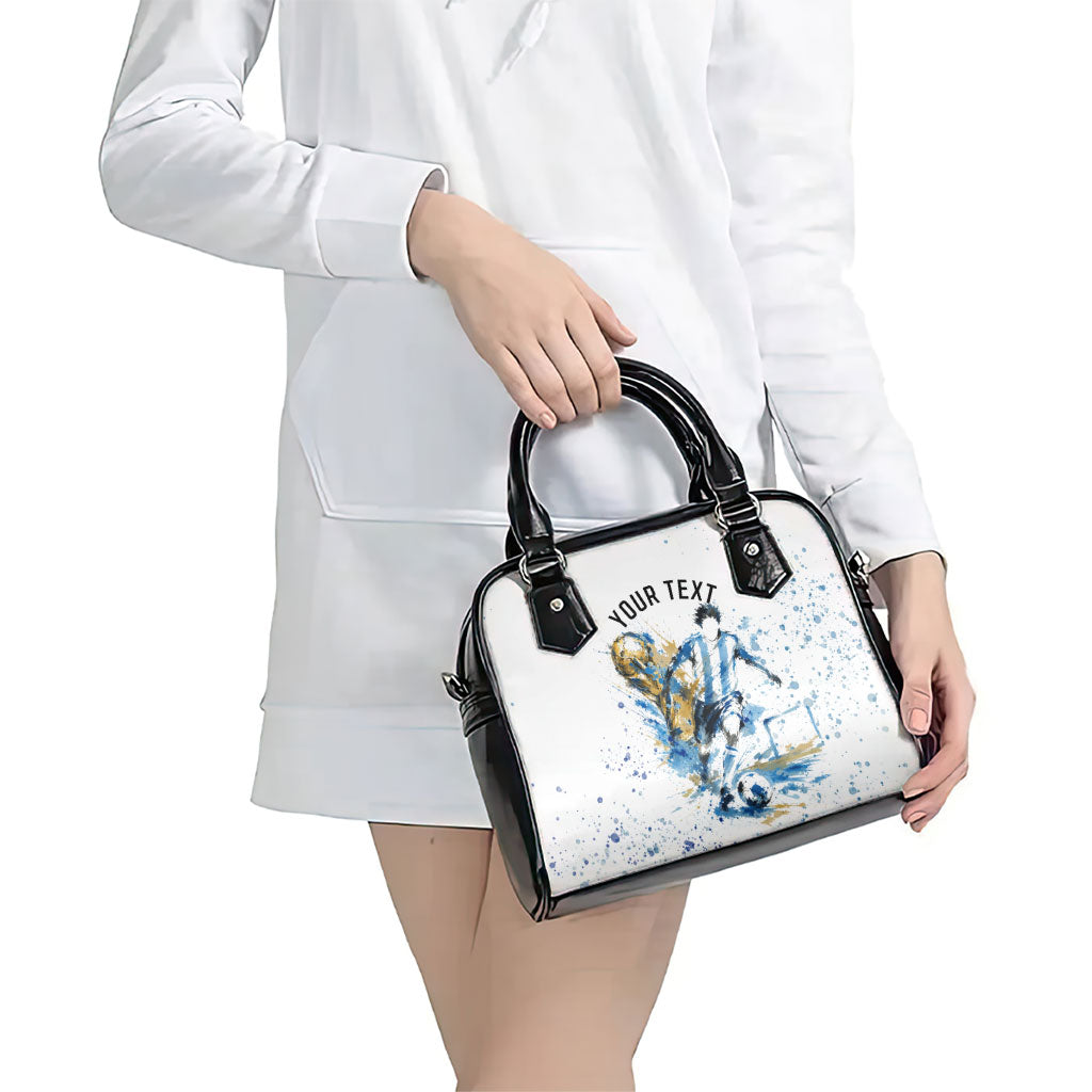 Personalized Argentina Football La Seleccion Shoulder Handbag Watercolor Splatter World Soccer Art