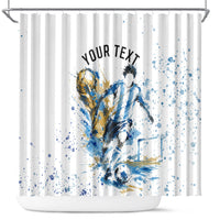 Personalized Argentina Football La Seleccion Shower Curtain Watercolor Splatter World Soccer Art