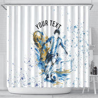 Personalized Argentina Football La Seleccion Shower Curtain Watercolor Splatter World Soccer Art