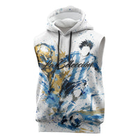 Personalized Argentina Football La Seleccion Sleeveless Hoodie Watercolor Splatter World Soccer Art