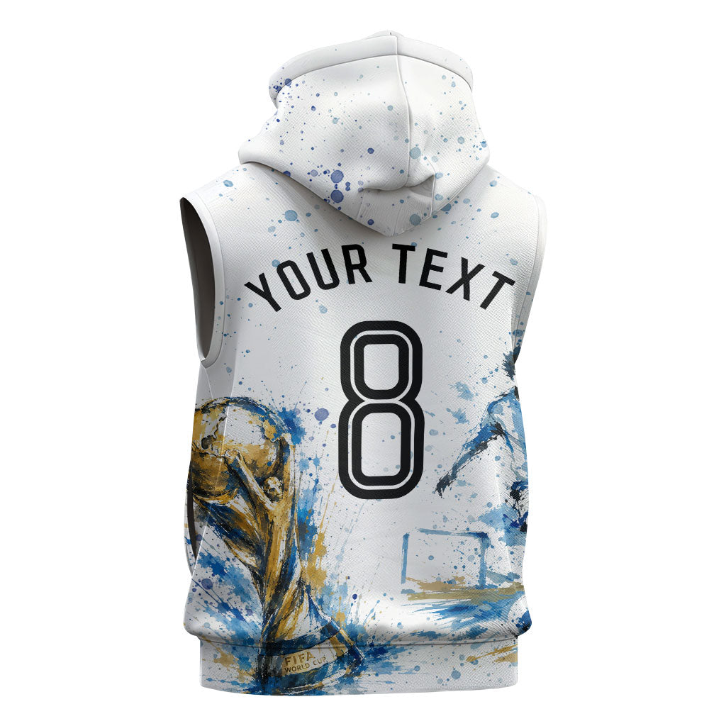Personalized Argentina Football La Seleccion Sleeveless Hoodie Watercolor Splatter World Soccer Art