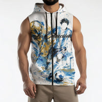 Personalized Argentina Football La Seleccion Sleeveless Zip Hoodie Watercolor Splatter World Soccer Art
