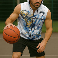 Personalized Argentina Football La Seleccion Sleeveless Zip Hoodie Watercolor Splatter World Soccer Art
