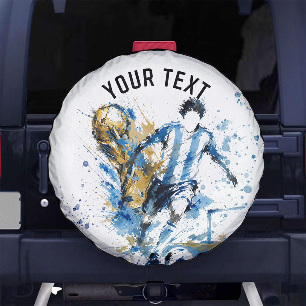 Personalized Argentina Football La Seleccion Spare Tire Cover Watercolor Splatter World Soccer Art