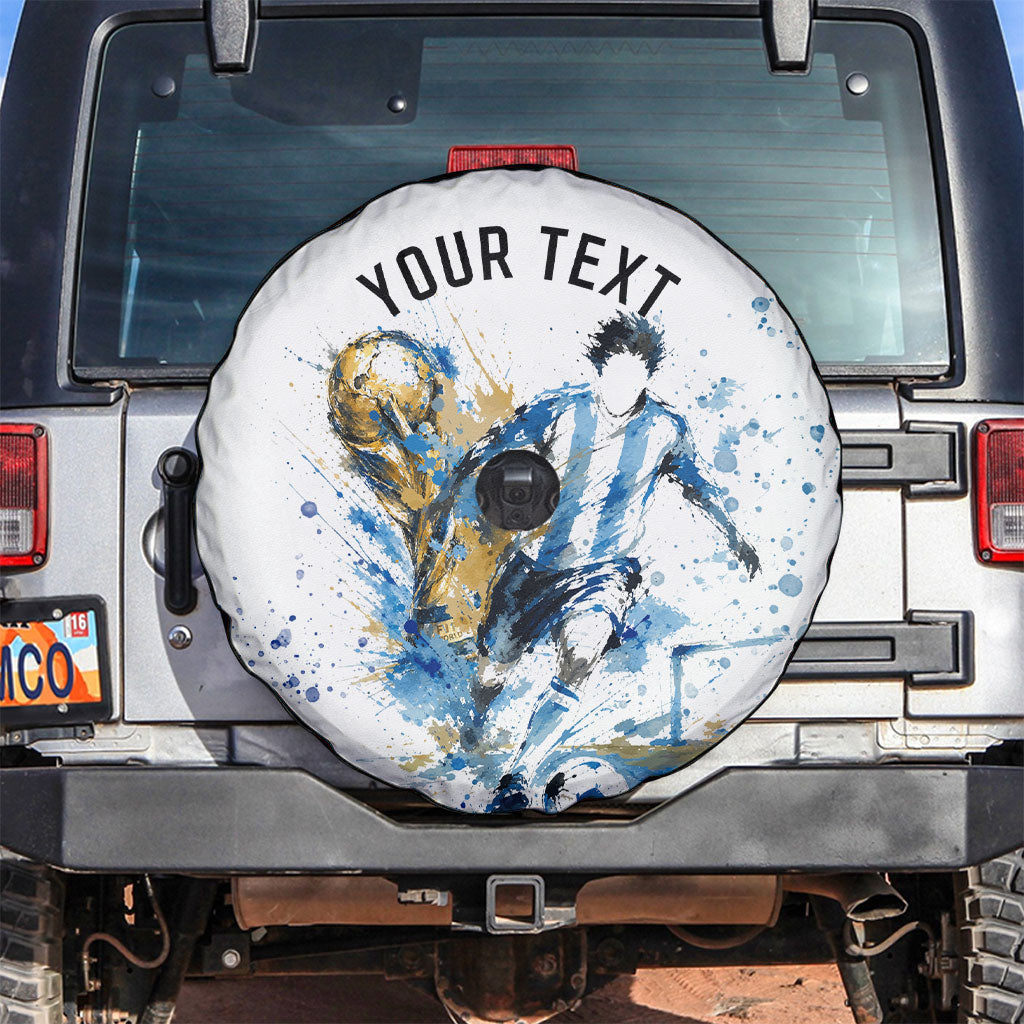Personalized Argentina Football La Seleccion Spare Tire Cover Watercolor Splatter World Soccer Art