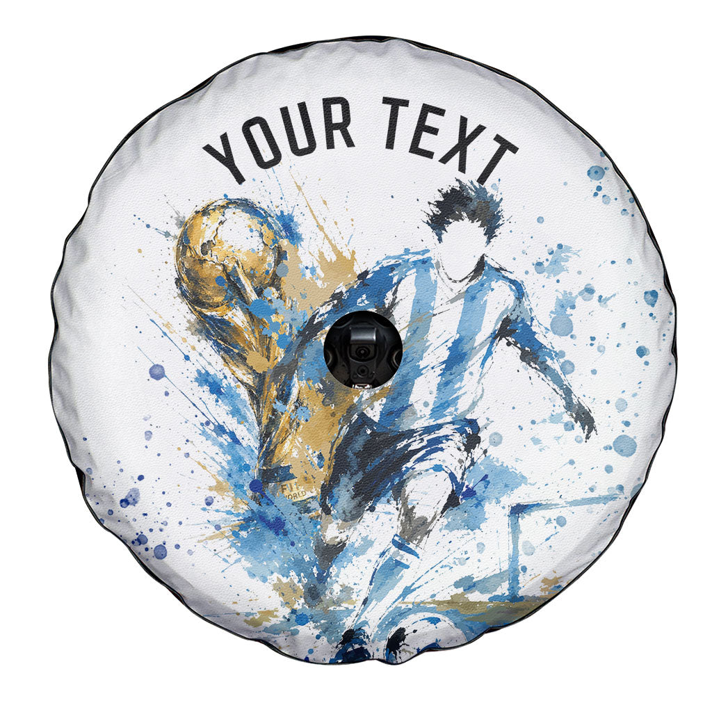 Personalized Argentina Football La Seleccion Spare Tire Cover Watercolor Splatter World Soccer Art
