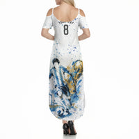 Personalized Argentina Football La Seleccion Summer Maxi Dress Watercolor Splatter World Soccer Art